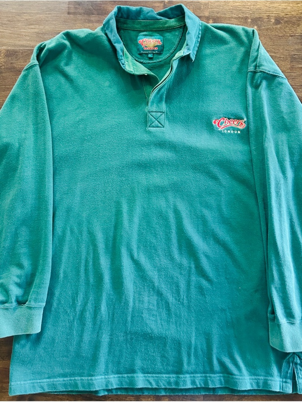Vintage Cheers London Green Embroidered Rugby Shirt Polo Men’s Large